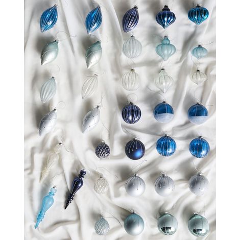 Set di 35 palline di Natale in vetro da appendere all'albero di Natale blu Snowfall