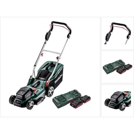 Metabo RM 36-18 LTX BL 36 Akku Rasenmäher 36 V ( 2x 18 V ) LTX Brushless + 2x Akku 4,0 Ah + Doppelladegerät