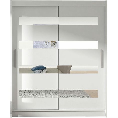 Armario Closico Camera XIII, Blanco, 200x150x58cm, Puertas de armario: Correderas, Número de estantes: 5