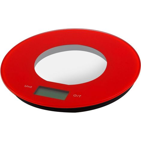 Bilancia da cucina elettronica rotonda 5 kg rossa küken