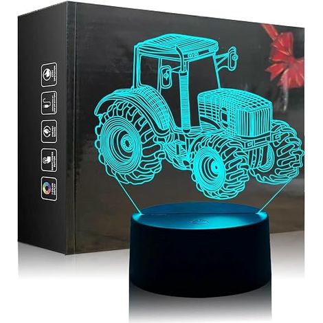 3D Tractor Lamp, 3D Tractor Night Light, Truck Shaped Night Light for Children, Plastic Base and Acrylic Light Panel, 5V Safety Voltage, Gift (1/5)
