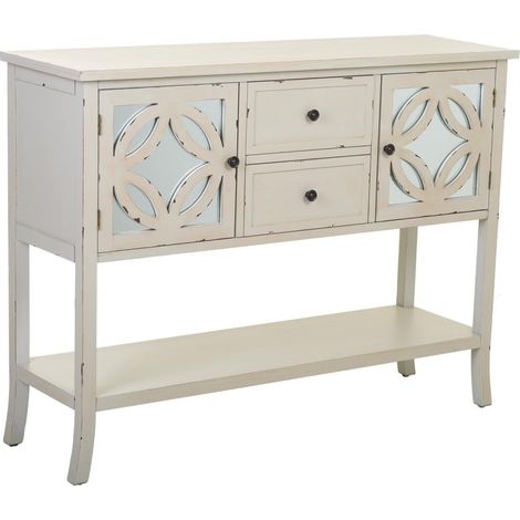Aparador de madera blanco 121x37x91