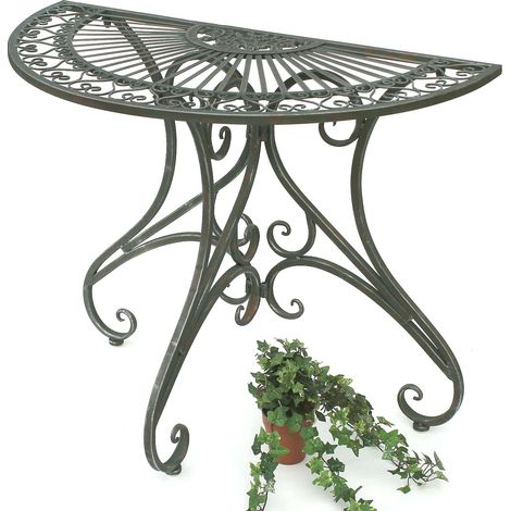 DanDiBo Table semi-circulaire Table murale semi-circulaire 130434 Table d'appoint en métal 90 cm Table de jardin Console (1/5)