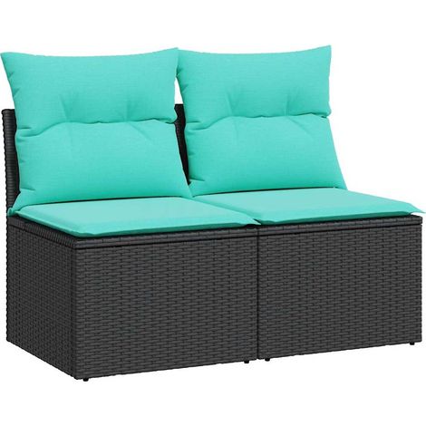 Maison Exclusive - Set Divani da Giardino con Cuscini 2 pz Nero Polyrattan Acacia