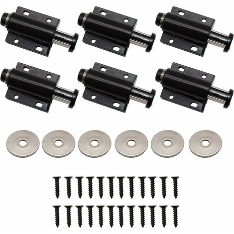 6 pezzi Chiusure magnetiche, Chiusura a pressione, Ammortizzatore magnetico per porta, Magnete a pressione, Chiusura a pressione, per cassetti e armadietti (Nero)