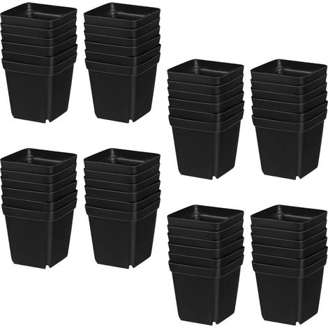 Anzuchttöpfe mit Abflusslöchern 100 Quadratische Schwarze (1/5)