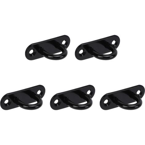 Lot de 5 œillets de fixation ovales noirs de 6 mm (0,24 po) en acier inoxydable, pour plafonds et portes. Crochets de plafond renforcés et résistants à la charge. (1/5)