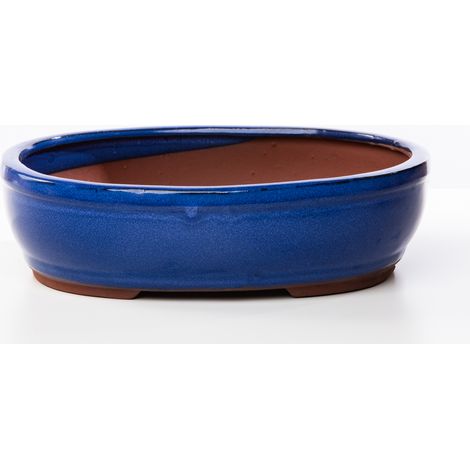 Vaso bonsai smaltato ovale cm. 29 Blu (1/2)