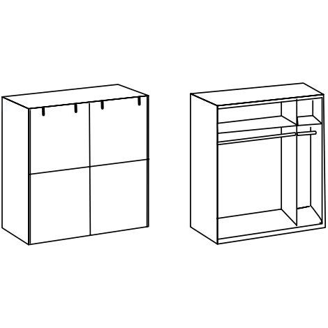 Armoire à portes coulissantes en Imitation chêne poutre, rechampis graphite - L135 x H198 x P64 cm -PEGANE-