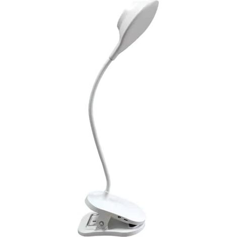 Lampe de Bureau 5W CLIP à Piles, 3 Températures de Lumière 3000K, 4000K, 6500K, LED Tactile, Lampe Pince pour Meuble, Finition Blanche - Métal, Idéale pour Fille (BLANC) (1/5)