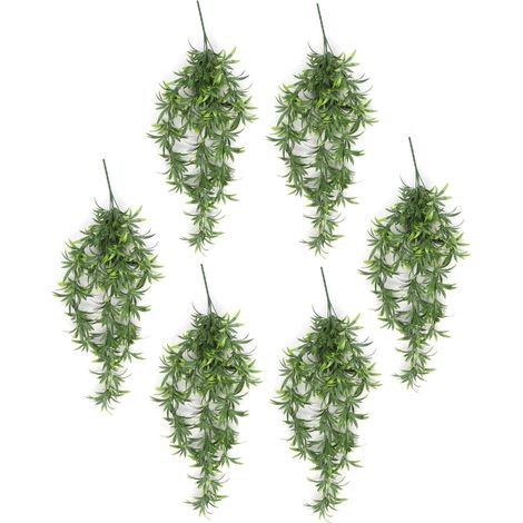 Pack of 6 x Hanging UV and Fire Resistant Artificial Fronded Thyme Plant 70cm (1/4)