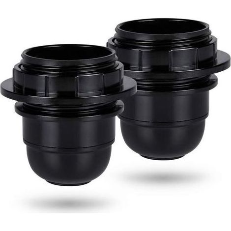 Socket has screw e27 black - 2x Socket lamp e27 ring in plastic - Socket bulb e27 - Bracket socket bulb e27 for ceiling and lamp suspended - e27 socket bulb (1/5)