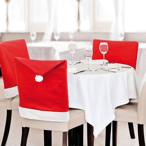 Weihnachtsstuhlhussen, 6er-Set, Weihnachtsmann-Stuhlhussen, Weihnachtsstuhlkappen, Weihnachtsstuhlhussen für Weihnachtsdekoration, Dinnerpartys, Weihnachtsstühle (1/5)