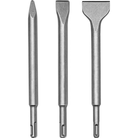 SDS Plus Meißel-Set 3-teilig: Spitz, Flach, Spaten für Beton & Mauerwerk (1/5)