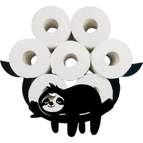 Portarrollos de papel higiénico de metal con forma de perezoso, para montar en la pared, para rollos de papel higiénico. (1/4)
