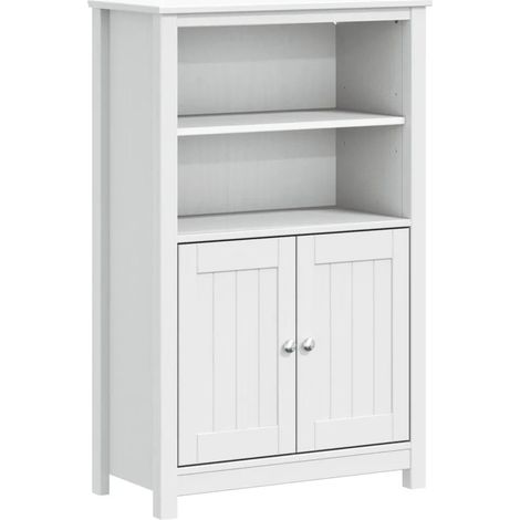 Armario de baño rústico con 4 estantes y 2 puertas 69,5 x 34 x 110 cm pino blanco macizo 020047339 (1/5)