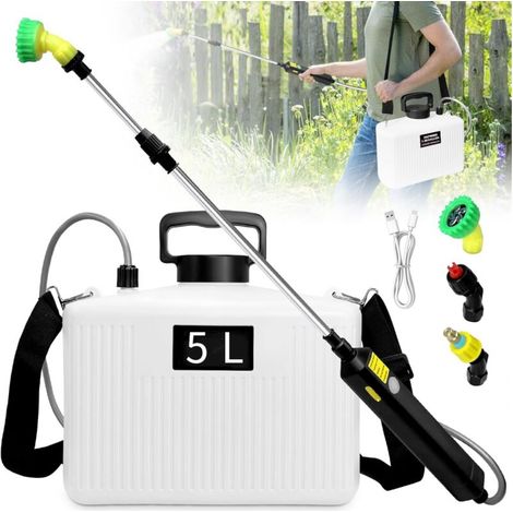 YMYNY Pulvérisateur électrique de Jardin, pulvérisateur à épaule Multifonctionnel Fonctionnel Efficace, USB, Tige rétractable pour Le Nettoyage de la, 5L Blanc