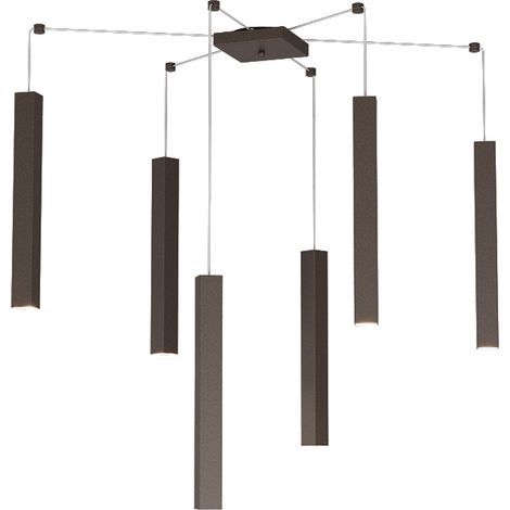 Sospensione Moderna Square Tube Metallo Marrone 6 Luci Gu10 (1/4)