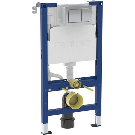Geberit Alpha 980mm Wall Hung WC Toilet Frame with Cistern and Alpha01 Chrome Square Flush Plate