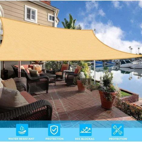 Rechteckiges, wasserdichtes Sonnensegel (3 x 3 m) mit 95 % UV-Schutz für Terrasse, Garten und Außenbereich – Cremeweiß (1/5)
