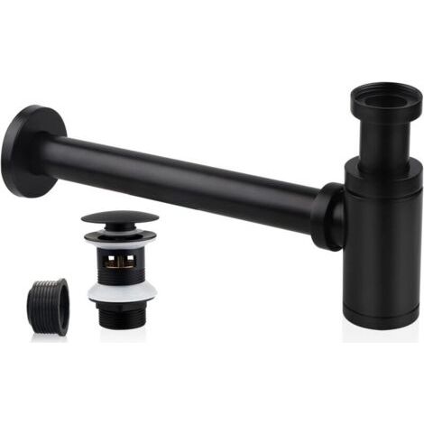 Siphon de Lavabo avec Bonde de Lavabo, Universel Tube Siphon de Lavabo Siphon en Acier Inox 1 1/4 x 32mm Salle de Bain Siphon É