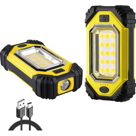 Lampe Chantier, Projecteur LED Rechargeable Projecteur de Chantier avec Aimants & Crochet, Lampe de Travail Portable pour Réparation, Camping (1/5)