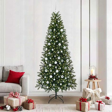 Künstlicher Weihnachtsbaum mit 300 LEDs Grün 210 cm PE und PVC