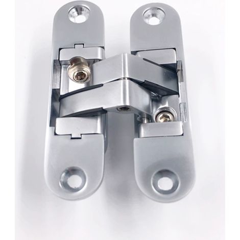 Charnière invisible 3D aluminium – Inox satiné – Pour portes jusqu'à 60 kg – Ouverture 180° – Montage à visser Ouverture à droite (1/4)