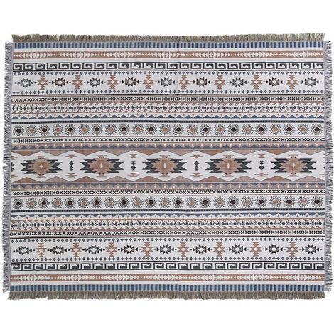 1 Pièce 160x130cm Couverture Plaid Treillis Tricotée Décorée avec des Franges Bohême Simple Doux Confortable Protéger Contre Le Froid pour Canapé Sofa Chaise à Repos et Sieste (1/5)
