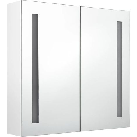 Armoire de salle de bain à miroir led blanc brillant 62 x 14 x 60 cm blanc brillant (1/5)