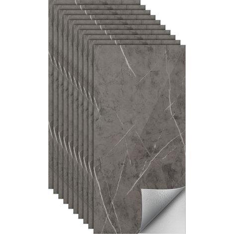 TolleTour Adesivi per piastrelle, carta da parati autoadesiva in vinile impermeabile, resistente all'olio, 30 cm x 60 cm Grigio 1,8 m²