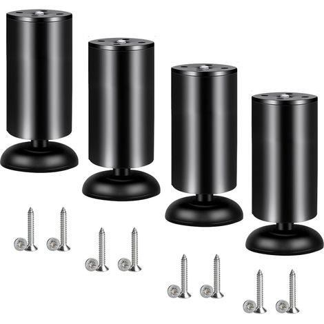 Vierteilige Möbelfüße aus Edelstahl, geeignet für Schreibtische, Sofas, Tische, 150 mm, schwarz