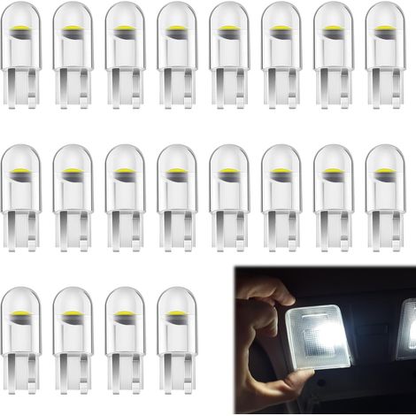 20 Pièces Ampoules LED W5W T10 pour Voiture, Ampoule W5W LED 12V 6500K 120LM COB, Veilleuse Voiture, Éclairage Intérieur de Voiture, pour Lampe Remplacement de Position, Plaque, Dôme Côté (1/5)