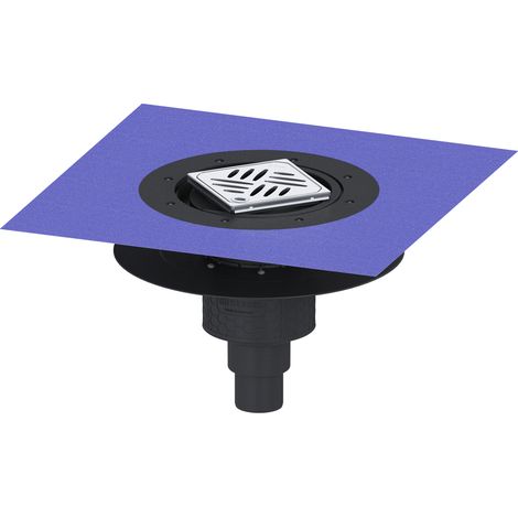 Siphon de sol Ecoguss avec bride adhésive DN 50, vertical, Variofix, grille design