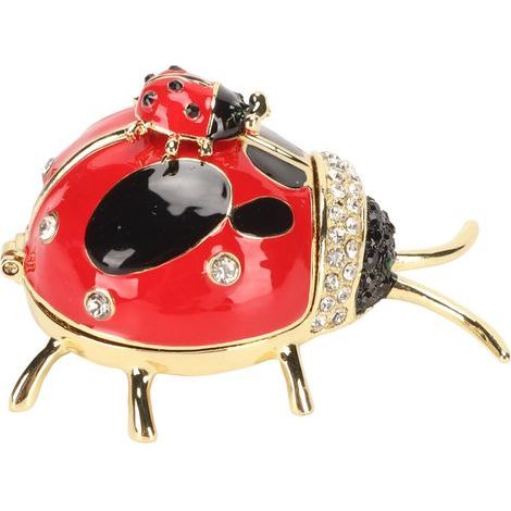 Boîte à bijoux coccinelle en émail rouge avec cristaux, peinte à la main pour rangement de bagues et boucles d'oreilles, décoration (1/5)