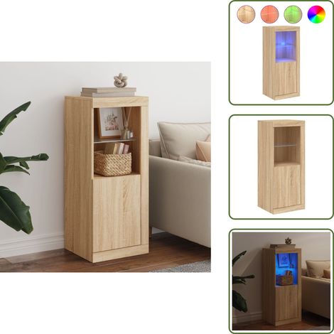 Buffet avec lumières LED chêne sonoma 41x37x100 cm - Buffet Design Moderne - Meuble Rangement - Luminaire Led Rgb - Décoration Intérieur - Mobilier Salon (1/5)