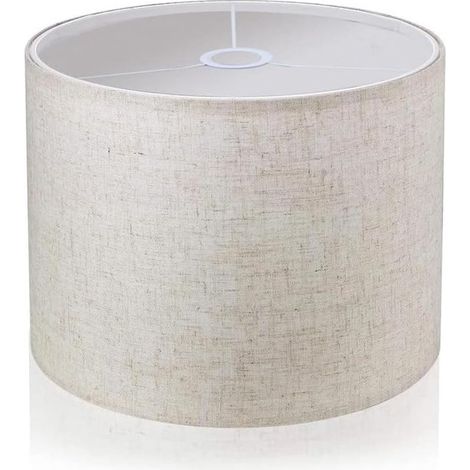 Pantalla de tela,pantalla cilíndrica mediana para lámpara de mesa,lámpara de noche y lámpara de pie,lino natural,30,5 x 30,5 x 20,3 cm (blanca)