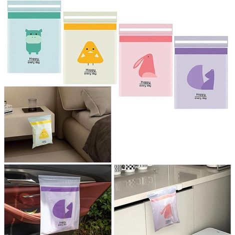 Sacchetti per auto, impermeabili, portatili, robusti, autoadesivi, usa e getta, resistenti, belli, per la spazzatura in auto, cucina, camera da letto, bagno, ufficio (60 pezzi) (1/5)