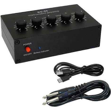AG-50 Instrument Pre-Amplifier 4-Band Equalizer 6.35mm TR 3.5mm TRS Rechargeable Pre-Amplifier pour Piezoelectric (1/5)