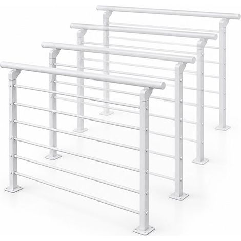 4 garde-corps Acier Blanc - Main-courante alu - Longueur 1.00m - GC-I-RV-EXT-B/4 (1/5)