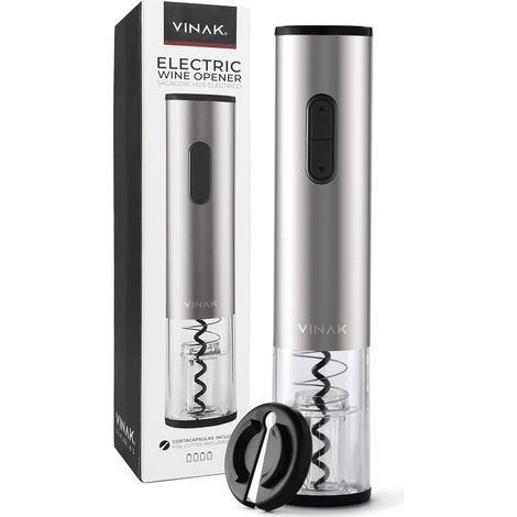 Tire-Bouchon Électrique Inox Fonctionne avec Piles AA Spirale Téflon Coupe-Capsule Inclus Ouverture Sans Effort (1/5)