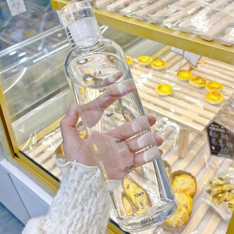 500 ml transparente, auslaufsichere Teeflasche aus Borosilikatglas mit Zeitanzeige, ideal fürs Büro. (1/4)