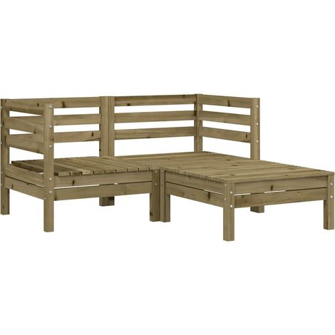 vidaXL Divano da Giardino 2Posti con Poggiapiedi Legno Pino Impregnato