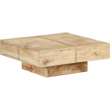Table basse carrée en bois de manguier massif, finition naturelle, 80 x 80 x 28 cm - PANGIVO (1/5)