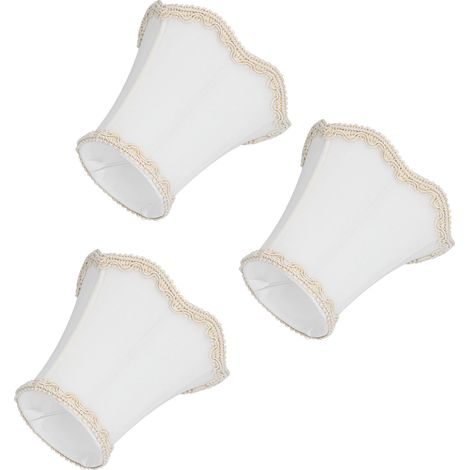 Lot de 3 abat-jour en tissu E14 à clipser pour applique murale, lustre ou bougie, décoration intérieure blanche (1/5)