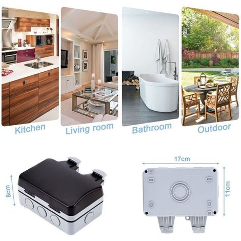 IP66 Prise étanche,prises extérieure résistant aux intempéries,prise murale pour extérieur,Boîte de Derivation Étanche,Double prise étanche,pour Cuisine,Salle de Bain,Garage,Piscine et Jardin NPTERBL