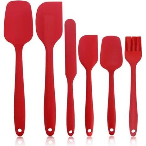 Set mit 6 hitzebeständigen Silikonspateln – Lebensmittelqualität – Küchenutensilien (rot) (1/5)