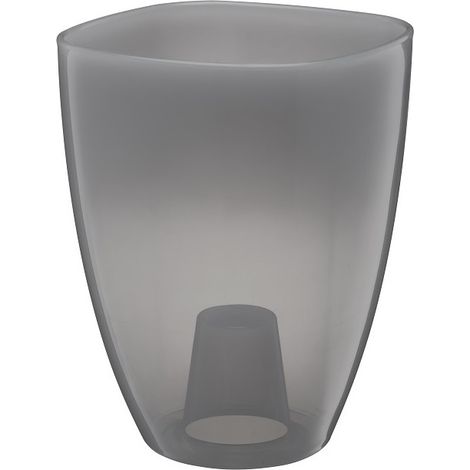 Cache-orchidée Kaja en plastique 12 cm, gris pastel transparent
