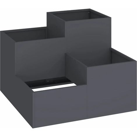 Cache-pot de jardin rectangulaire moderne extérieur 100 x 100 x 60 cm en acier anthracite