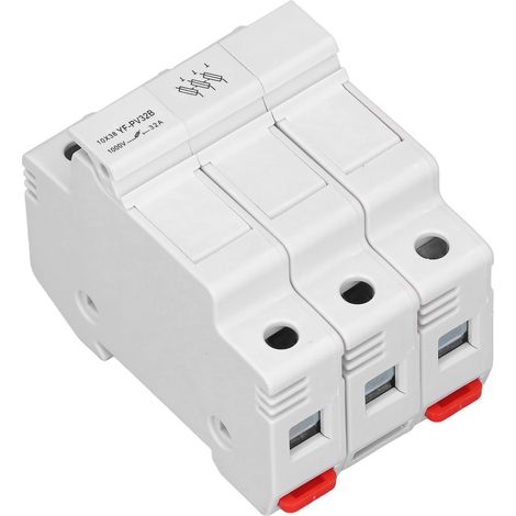 Porte-fusible tripolaire 1000V DC 32A 6W pour rail DIN, base coupe-circuit photovoltaïque, protection série solaire (1/5)